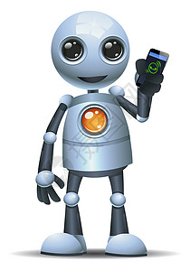 小机器人用手机打来电话的高清图片