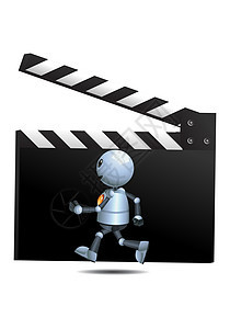 小机器人在前台电影剪贴板上运行图片