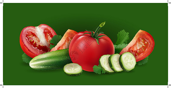番茄 黄瓜和沙拉果汁生态食物叶子蜜饯标签甜点餐厅插图水果图片