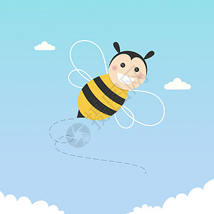 快乐蜜蜂在蓝天飞翔图片