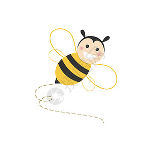 孤立的快乐蜜蜂在白色背景上飞翔图片