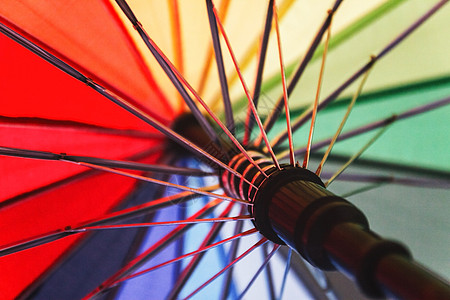 多彩的背景 五颜六色的雨伞特写粉色尼龙片段阳伞阴影绿色红色紫色黄色黑色图片