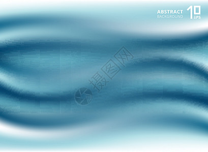 奢华的美丽蓝布或液体波或大浪折叠丝绸图片
