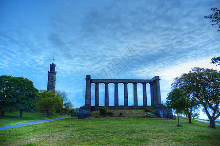 苏格兰爱丁堡Calton Hill天际全景城市摄影水平景观酒店历史省会建筑学图片