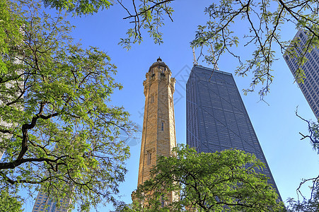 芝加哥水塔历史性摩天大楼旅行历史建筑学建筑天际旅游市中心地标图片