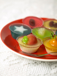 椰子果冻泰式甜点和看乔普小吃美食艺术白色绿色热带食物椰子手工水果背景图片