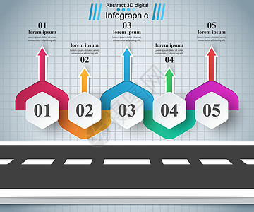 道路信息图表设计模板和营销图标按钮数字推介会标签旅行插图丝带街道横幅箭头图片