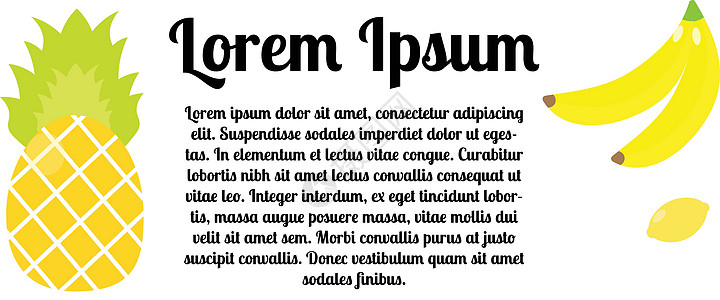 设计模板 热带水果 菠萝和香蕉食物墙纸艺术橙子果汁装饰品白色横幅插图凤梨图片