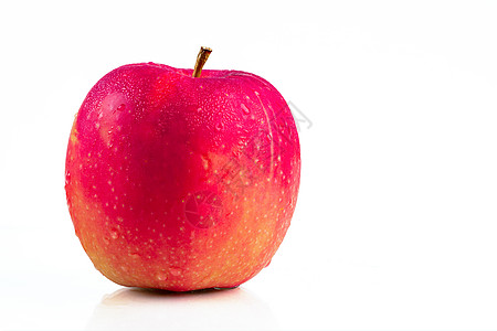 一个红苹果 水滴在皮肤上 与复制空间隔离在白色背景上 健康水果和健康食品的概念 素食饮食营养农业食物静物小吃纤维艺术工作室图片