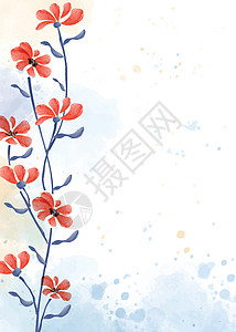水彩风格的美丽手绘花卉背景打印植被花瓣卡片墨水艺术水性水彩花花框植物图片