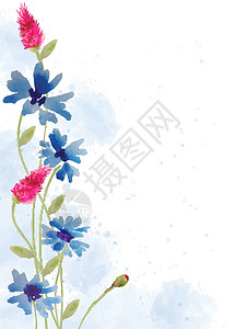 水彩风格的美丽手绘花卉背景艺术花框卡片墨水打印水性植被植物水彩花树叶图片