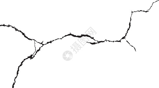 黑色裂缝白色背景上的黑裂纹黑色休息碰撞树枝化插图插画