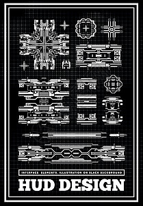HUD 未来派用户界面 科幻未来科技展示设计 商业抽象背景 设置图形和图表 信息图表元素 小样矢量模板图片