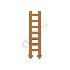 带有箭头向下移动的木梯的矢量图标概念图片