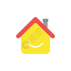 带微笑的房子的矢量图标概念图片