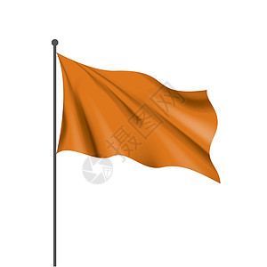 在白色背景上挥舞着橙色旗帜材料锦旗海浪艺术插图磁带橙子纺织品天鹅绒商业图片