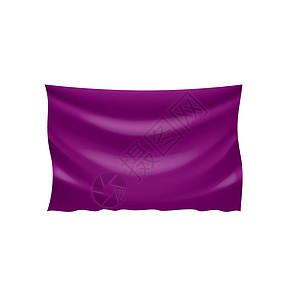 在白色背景上挥舞着紫色旗帜艺术标签锦旗海浪材料徽章纺织品商业插图磁带图片