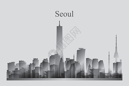 韩国首尔首尔市的灰度天际双光灯设计图片