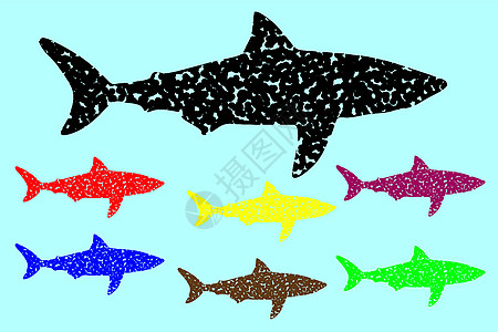 鲨鱼剪影 vecto猎人荒野草图涂鸦生活危险游泳海洋绘画食肉图片