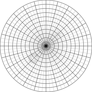 10个同心圆和5度级阶梯的极地网格几何工程师打印测量床单科学教育工程增量数学图片