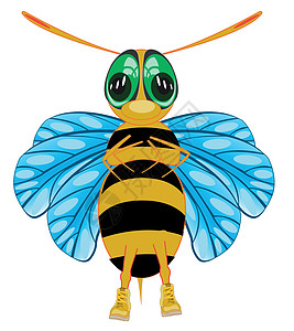 白背景上的卡通昆虫蜂被隔绝图片
