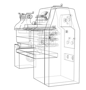 车床概念  3 的矢量渲染工程金工数控加工乐器工业技术生产铣削车削背景图片