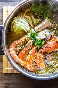 海食热锅海鲜乌贼贝类辣椒健康饮食螃蟹食物蔬菜低音扇贝图片