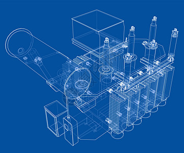 高压变压器概念高压电缆变压器力量工程工业渲染车站电气草图图片
