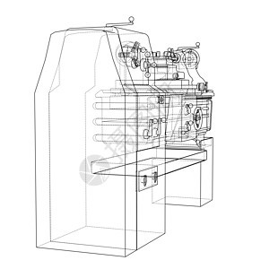 车床概念  3 的矢量渲染车削工具数控工厂金工技术机械制造业工程机器背景图片