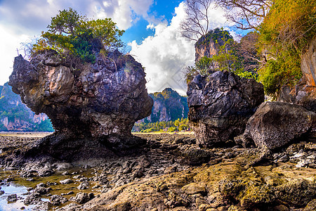 泰国克拉比Ao Nang Ao Nang的西拉莱海滩低潮水旅行海滩假期反射海洋泥滩公园旅游地平线风景图片