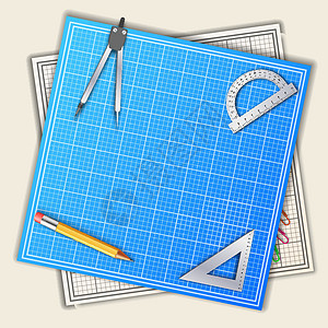 具有专业设备背景概念的建筑木制表项目 矢量图解设计用于向量图示设计草稿学习蓝色办公室框架蓝图乐器草图艺术铅笔图片