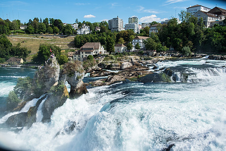莱茵瀑布沙夫豪森流动奇观建筑地标城堡群众瀑布景点吸引力河流图片