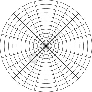10个同心圆和15度阶梯的极地网格 空白矢量极图纸图片