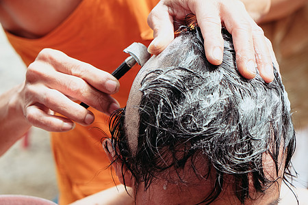 佛教传教头发传统旅行水平佛教徒剃须摄影男性旅游和尚图片
