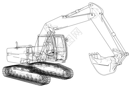 挖掘机概念大纲 韦克托矿业地球工程蓝图草图技术商业车辆运动挖掘图片