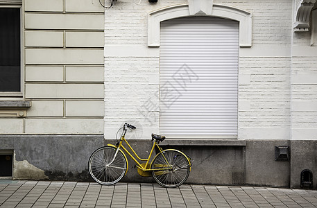 荷兰的典型自行车旅游运河花朵运输旅行篮子建筑学橙子购物栅栏图片