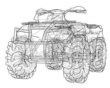 ATV 四轮摩托概念大纲 韦克托越野绘画运输四边形草图赛车渲染摩托车发动机地形图片