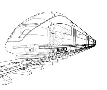现代高速列车概念 韦克托速度铁路草图运输技术创新多边形引擎商业艺术图片
