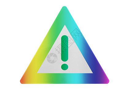 孤立的交通标志  感叹标记彩虹三角形街道警告对角线感叹号路标危险信号背景图片