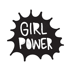 GRL PWR 短报价 女孩力量可爱手绘它制作图案卡片女士卡通片海报打印口号广告传单衬衫艺术背景图片