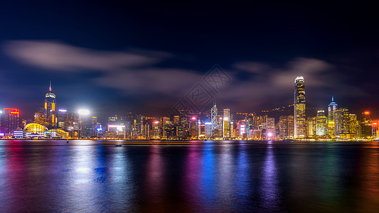 香港市风景在晚上帆船市中心巡航日落天际建筑学场景建筑旅行城市图片