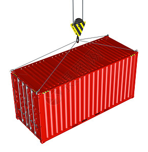服务交付胡吊起的红色货柜商业渲染组织重量3d商品起重机出口货运盒子图片