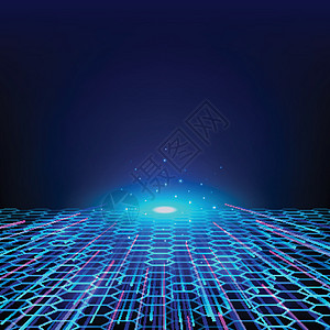 抽象技术蓝线网络未来派线框 dat智力插图密码辉光流动六边形商业数据网格粒子图片