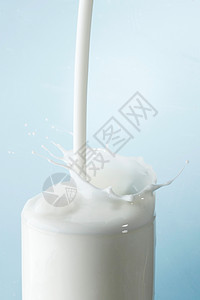 玻璃中的奶粉流动奶油酸奶营养蓝色奶制品飞溅产品白色饮料背景图片
