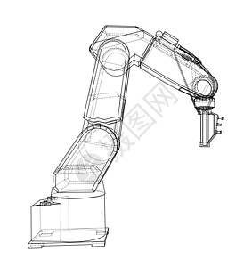 3D 轮廓机械臂  3 的矢量渲染工程生产插图蓝图科学草图动力学制造业机器商业图片