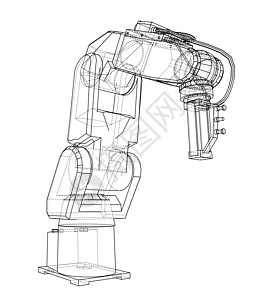 3D 机器人臂图示 3d 插图技术商业制造业电脑工业科学草图线条机械蓝图图片