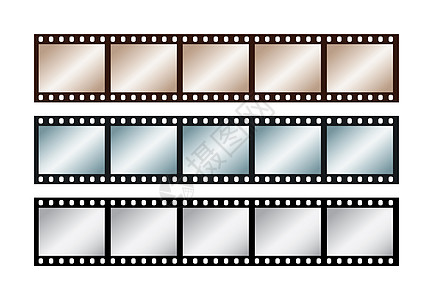 35毫米薄膜5个框架的三条旧条电影白色艺术摄影娱乐边界插图灰色棕褐色模拟图片