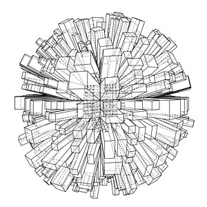 抽象的 3d 球体与蓝图景观绘画建筑建筑学建造房子技术金属草图图片