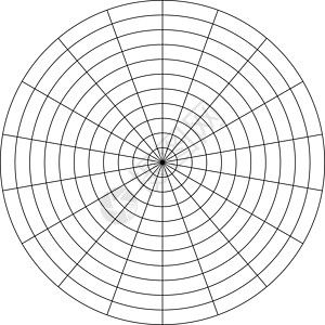 10个同心圆和20度阶梯的极地网格 空白矢量极图纸图片