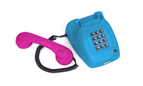 贵重电话  多彩按钮手机服务台商业黑色粉色讲话塑料绳索渲染图片